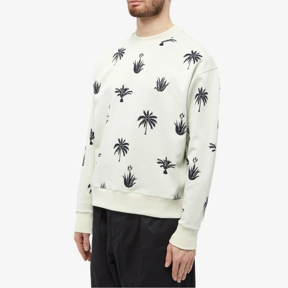 Jil Sander Men's Palm Tree Intarsia Cotton Crew Knit - Picture 5 of 11